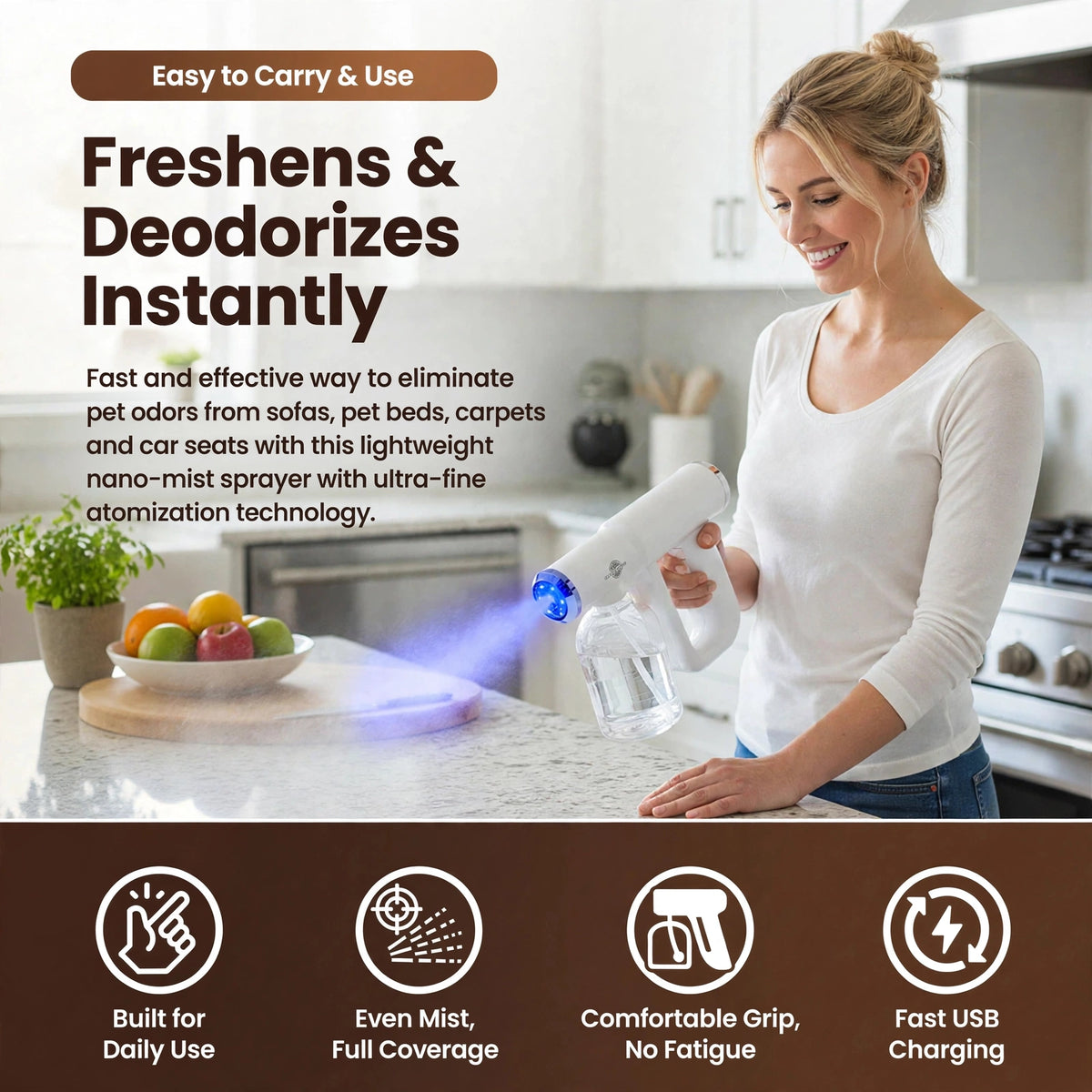 Pawmora Nano Blue Light Pet Odor Eliminator Spray