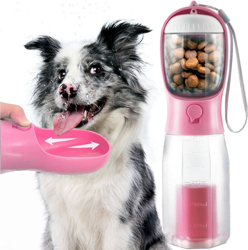 Pawmora TravelBottle — 2-in-1 Portable Pet Water Bottle with Food Container